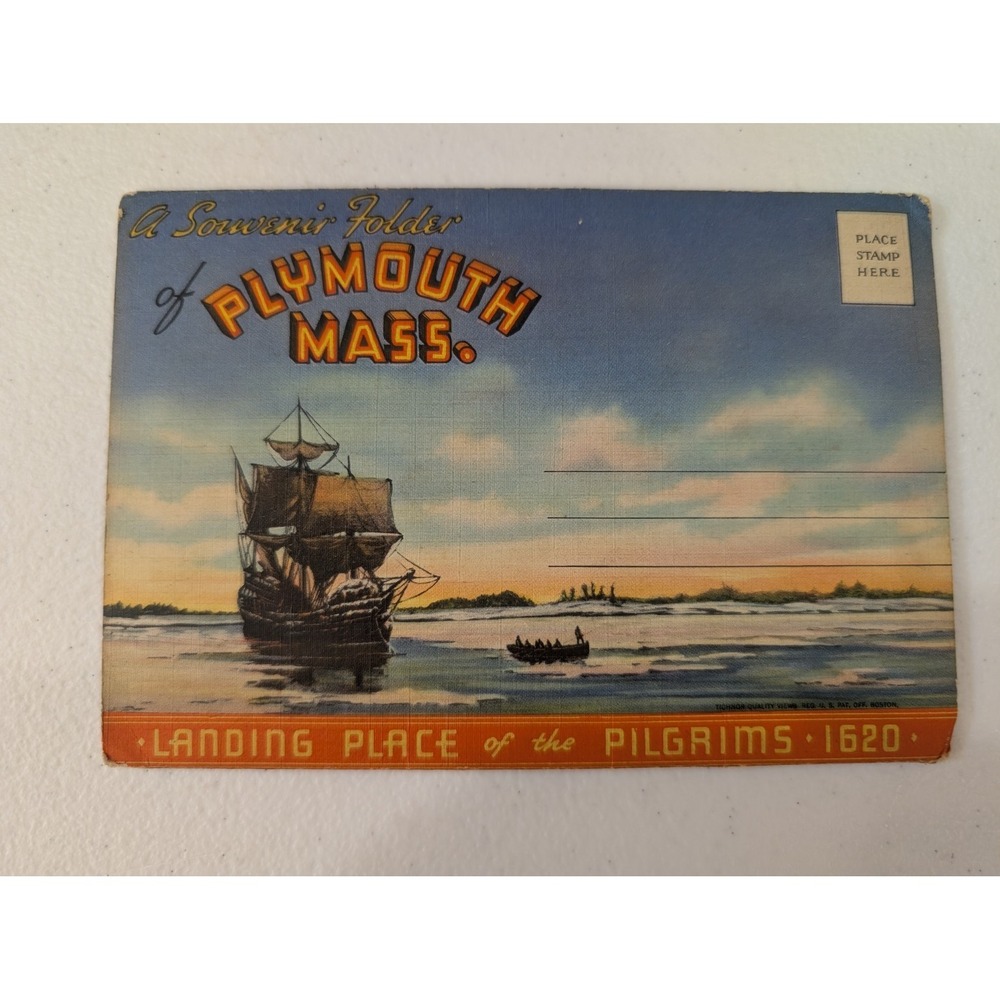 Vintage Plymouth Massachusetts Postcard Booklet – 1620 Pilgrims Landing Souvenir - Picture 1 of 4